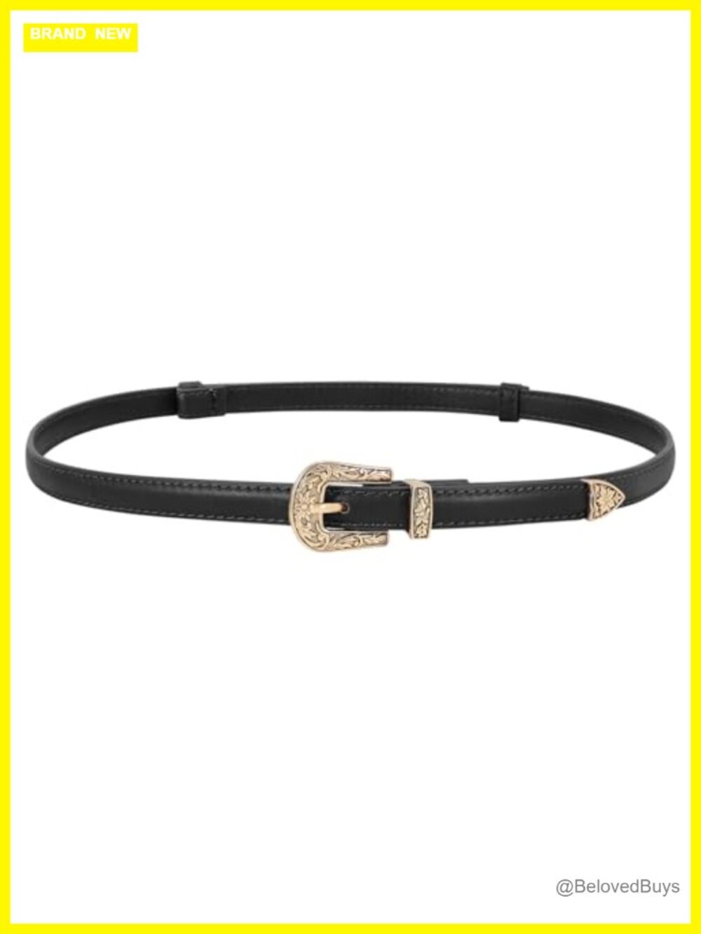 Women's Skinny Faux Leather Belt Adjustable Western Waist Belt with Vintage